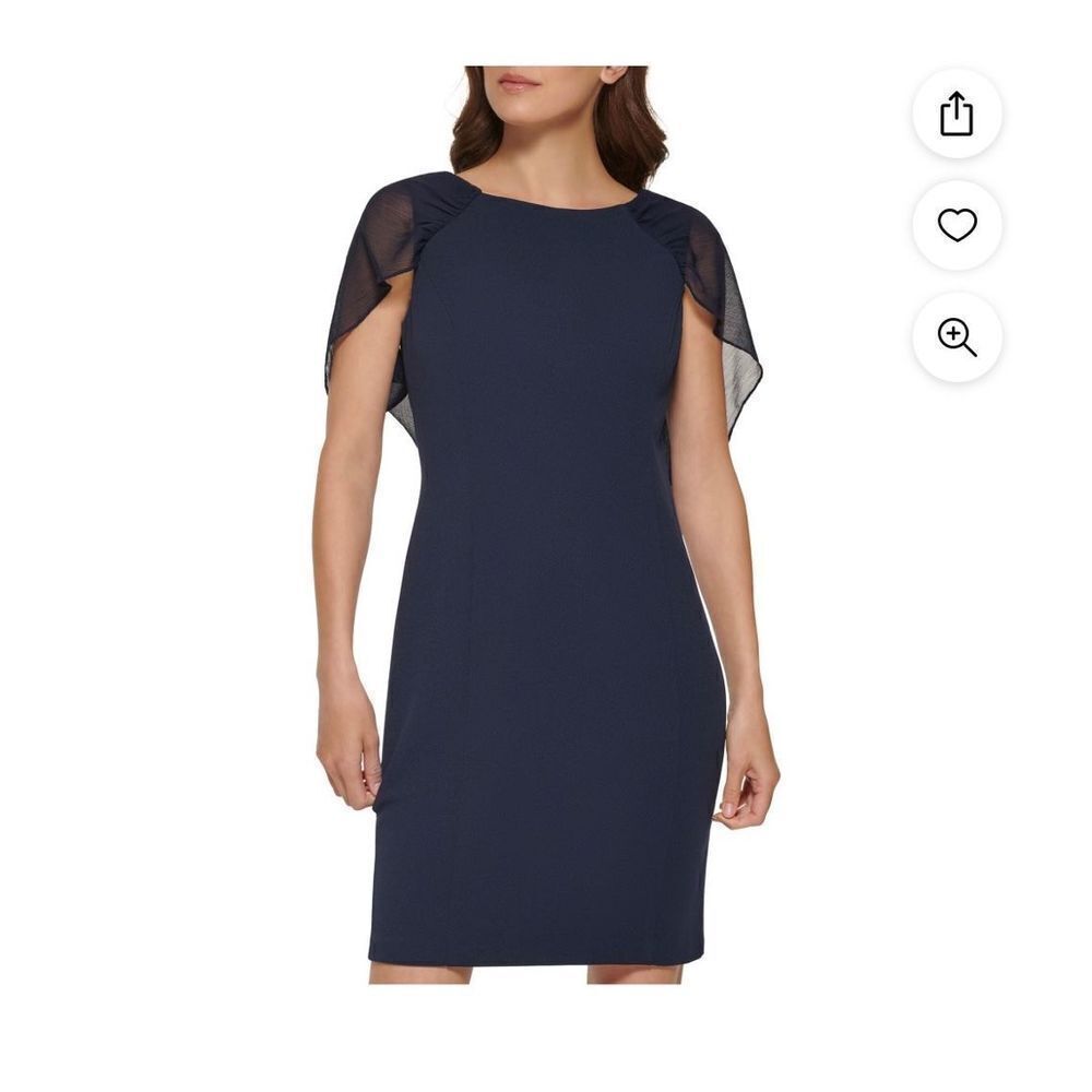DKNY Navy Shear Capelet Cocktail Dress sz 4 NWT